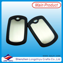 Custom Metal Blank Dog Tags with Black Rubber Silicone (LZY00133)